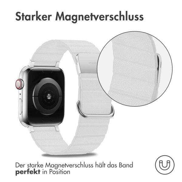 imoshion Magnetlederarmband für das Apple Watch Series 1-9 / SE - 38/40/41 mm / Series 10 - 42 mm - Weiß