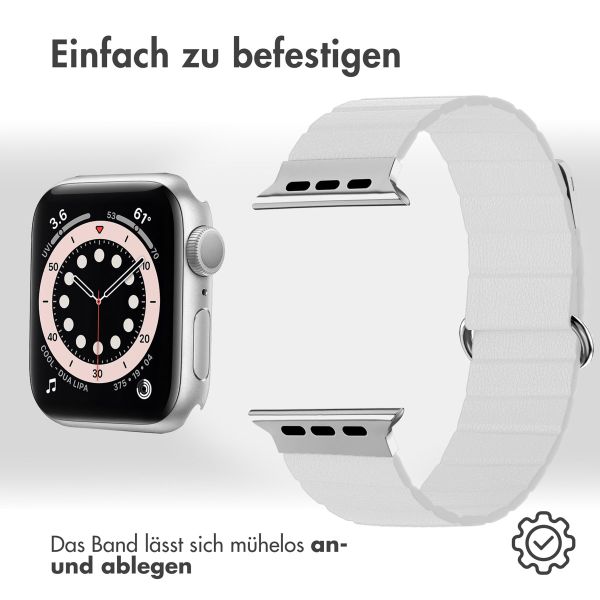 imoshion Magnetlederarmband für das Apple Watch Series 1-9 / SE - 38/40/41 mm / Series 10 - 42 mm - Weiß