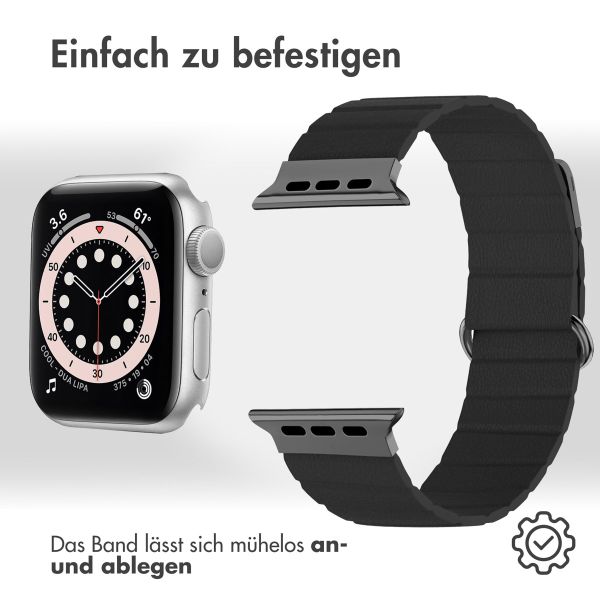 imoshion Magnetlederarmband für das Apple Watch Series 1-9 / SE - 38/40/41 mm / Series 10 - 42 mm - Schwarz