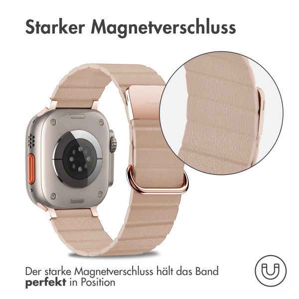 imoshion Magnetlederarmband für das Apple Watch Series 1-10 / SE / Ultra (2) - 42/44/45/46/49 mm - Beige