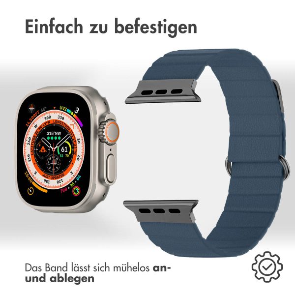 imoshion Magnetlederarmband für das Apple Watch Series 1-10 / SE / Ultra (2) - 42/44/45/46/49 mm - Blau