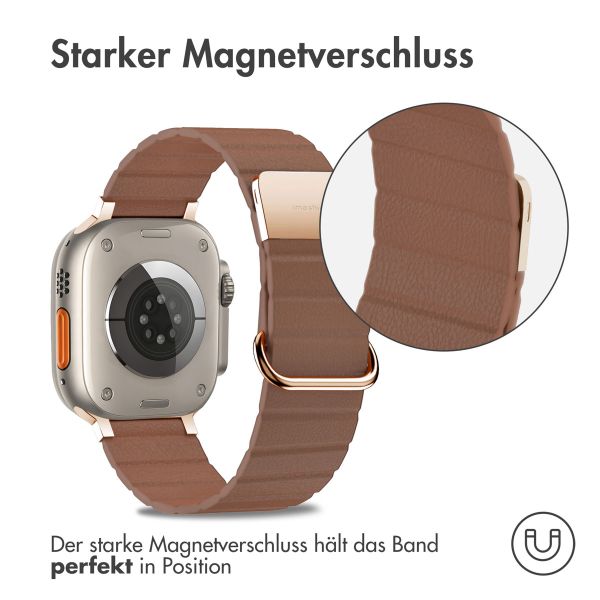 imoshion Magnetlederarmband für das Apple Watch Series 1-10 / SE / Ultra (2) - 42/44/45/46/49 mm - Braun