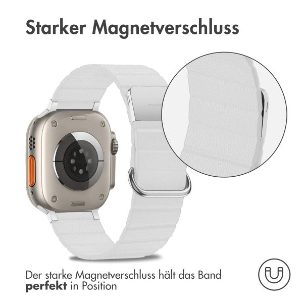 imoshion Magnetlederarmband für das Apple Watch Series 1-10 / SE / Ultra (2) - 42/44/45/46/49 mm - Weiß