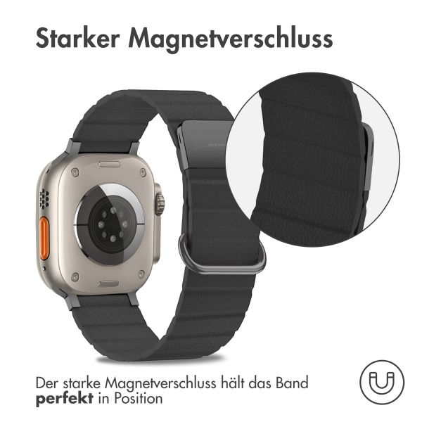 imoshion Magnetlederarmband für das Apple Watch Series 1-10 / SE / Ultra (2) - 42/44/45/46/49 mm - Schwarz