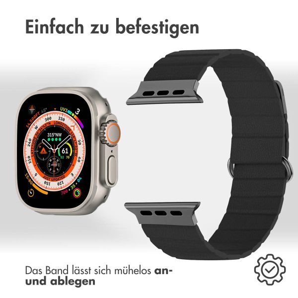 imoshion Magnetlederarmband für das Apple Watch Series 1-10 / SE / Ultra (2) - 42/44/45/46/49 mm - Schwarz