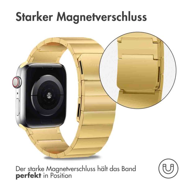 Selencia Edelstahl Magnetarmband für das Apple Watch Series 1-9 / SE - 38/40/41 mm / Series 10 - 42 mm - Gold