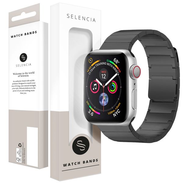 Selencia Edelstahl Magnetarmband für das Apple Watch Series 1-9 / SE - 38/40/41 mm / Series 10 - 42 mm - Schwarz