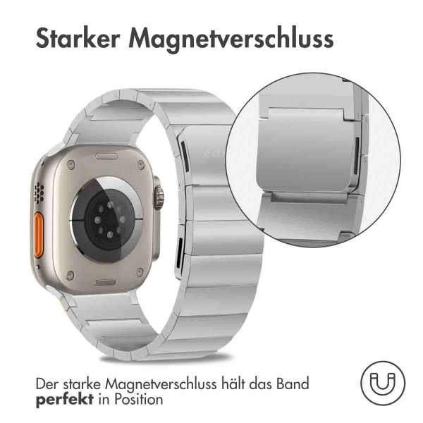 Selencia Edelstahl Magnetarmband für das Apple Watch Series 1-10 / SE / Ultra (2) - 42/44/45/46/49 mm - Silber