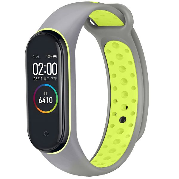 imoshion Silikonband Sport für das Xiaomi Mi Band 3 / 4 - Grau / Lime