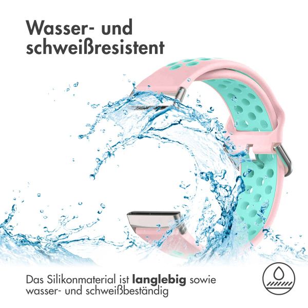 imoshion Silikonband Sport für das Fitbit Versa 4 / 3 / Sense (2) - Rosa / Mintgrün