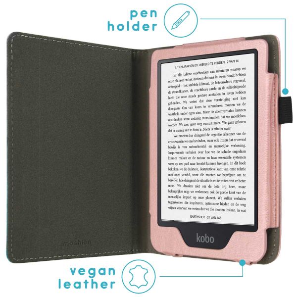 imoshion Vegan Leather Klapphülle für das Kobo Clara 2E / Tolino Shine 4 - Rose Gold