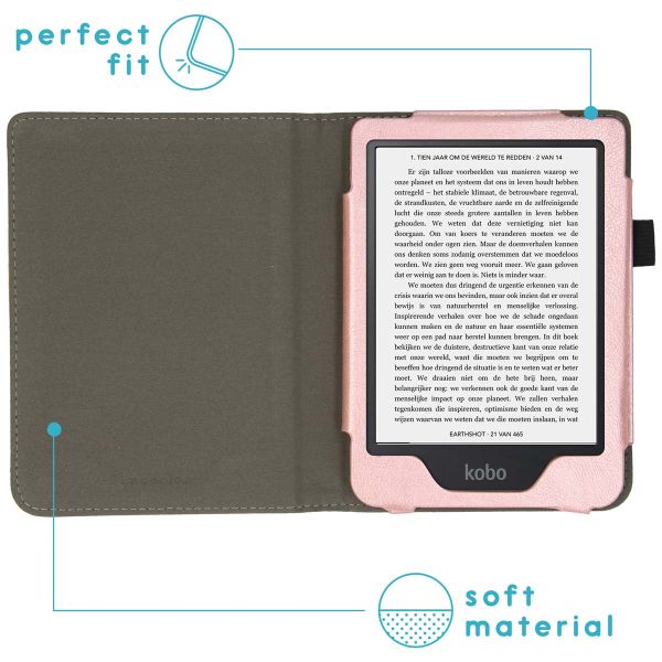 imoshion Vegan Leather Klapphülle für das Kobo Clara 2E / Tolino Shine 4 - Rose Gold