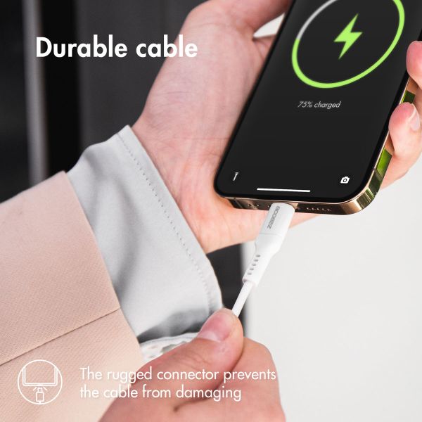 Accezz Wand-Ladegerät mit MFI-zertifiziertem Lightning- auf USB-C-Kabel - 20 Watt - 1 m - Weiß