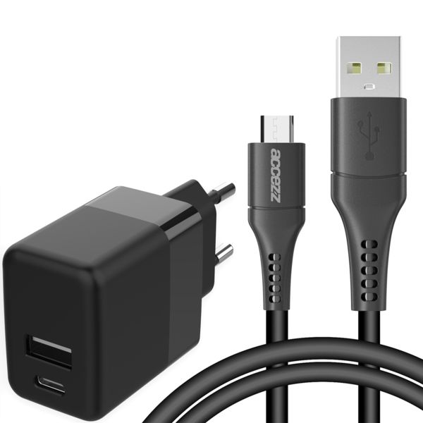 Accezz Wand-Ladegerät 20W + Micro-USB- auf USB-Kabel - 1m - schwarz