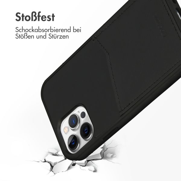 Accezz Premium Leather Card Slot Back Cover für das iPhone 12 (Pro) - Schwarz