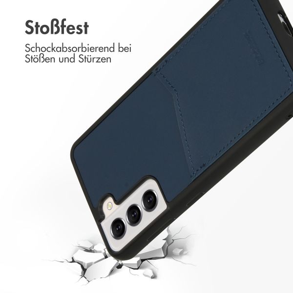 Accezz Premium Leather Card Slot Back Cover für das Samsung Galaxy S21 - Dunkelblau