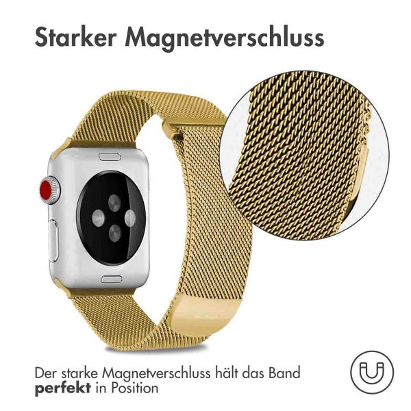 imoshion Mailändische Magnetarmband für die Apple Watch Series 1-9 / SE - 38/40/41 mm / Series 10 - 42 mm - Größe S - Gold