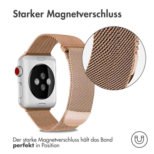 imoshion Mailändische Magnetarmband für die Apple Watch Series 1-9 / SE - 38/40/41 mm / Series 10 - 42 mm - Größe S - Rose Gold