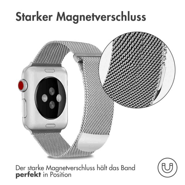 imoshion Mailändische Magnetarmband für die Apple Watch Series 1-9 / SE - 38/40/41 mm / Series 10 - 42 mm - Größe S - Silber