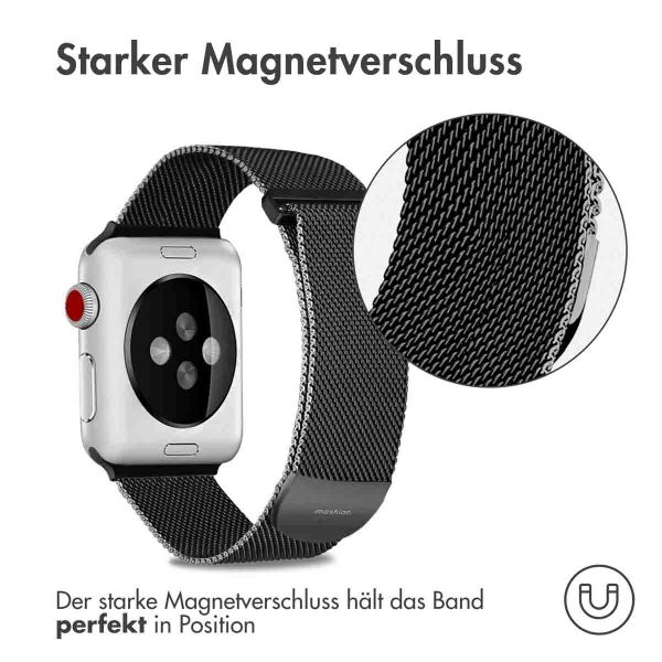 imoshion Mailändische Magnetarmband für die Apple Watch Series 1-9 / SE - 38/40/41 mm / Series 10 - 42 mm - Größe S - Schwarz