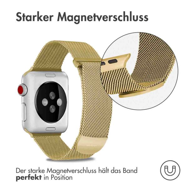 imoshion Mailändische Magnetarmband für die Apple Watch Series 1-9 / SE - 38/40/41 mm / Series 10 - 42 mm - Größe M - Gold