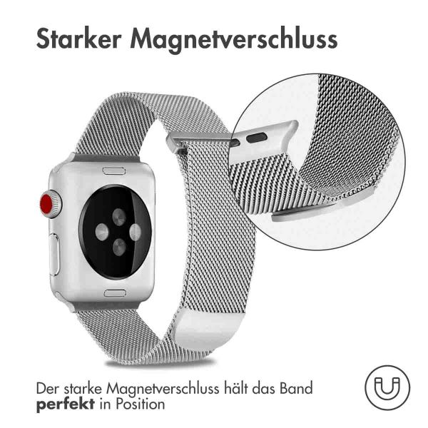 imoshion Mailändische Magnetarmband für die Apple Watch Series 1-9 / SE - 38/40/41 mm / Series 10 - 42 mm - Größe M - Silber