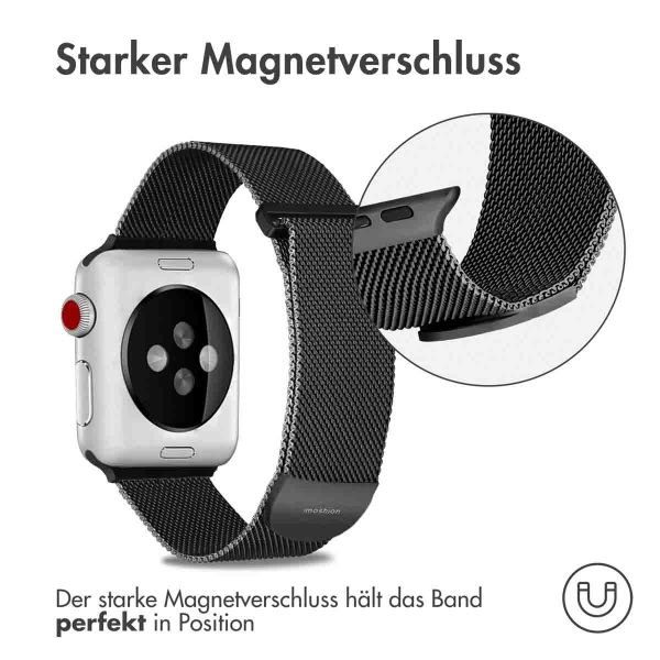 imoshion Mailändische Magnetarmband für die Apple Watch Series 1-9 / SE - 38/40/41 mm / Series 10 - 42 mm - Größe M - Schwarz