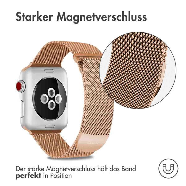 imoshion Mailändische Magnetarmband für die Apple Watch Series 1-10 / SE / Ultra (2) - 42/44/45/46/49 mm - Größe S - Rose Gold