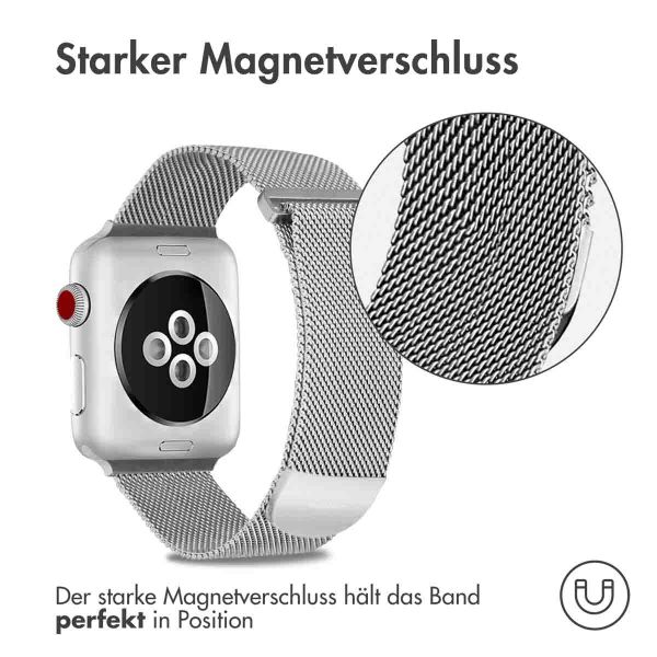 imoshion Mailändische Magnetarmband für die Apple Watch Series 1-10 / SE / Ultra (2) - 42/44/45/46/49 mm - Größe S - Silber