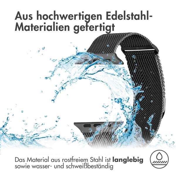 imoshion Mailändische Magnetarmband für die Apple Watch Series 1-10 / SE / Ultra (2) - 42/44/45/46/49 mm - Größe S - Schwarz