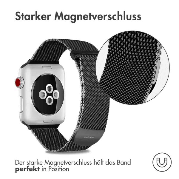 imoshion Mailändische Magnetarmband für die Apple Watch Series 1-10 / SE / Ultra (2) - 42/44/45/46/49 mm - Größe S - Schwarz