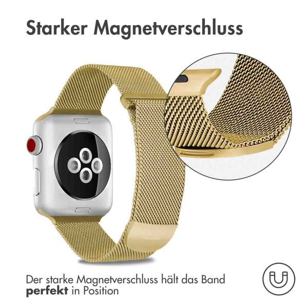 imoshion Mailändische Magnetarmband für die Apple Watch Series 1-10 / SE / Ultra (2) - 42/44/45/46/49 mm - Größe M - Gold