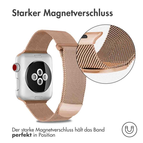 imoshion Mailändische Magnetarmband für die Apple Watch Series 1-10 / SE / Ultra (2) - 42/44/45/46/49 mm - Größe M - Rose Gold