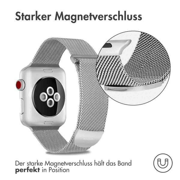 imoshion Mailändische Magnetarmband für die Apple Watch Series 1-10 / SE / Ultra (2) - 42/44/45/46/49 mm - Größe M - Silber