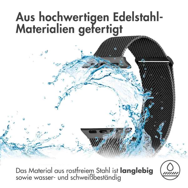 imoshion Mailändische Magnetarmband für die Apple Watch Series 1-10 / SE / Ultra (2) - 42/44/45/46/49 mm - Größe M - Schwarz