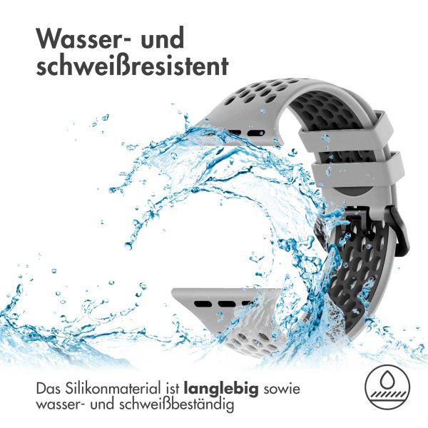 imoshion Silikonsportarmband Buckle für das Apple Watch Series 1-9 / SE - 38/40/41 mm / Series 10 - 42 mm - Grau / Schwarz