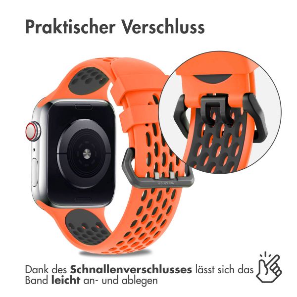 imoshion Silikonsportarmband Buckle für das Apple Watch Series 1-9 / SE - 38/40/41 mm / Series 10 - 42 mm - Orange / Schwarz