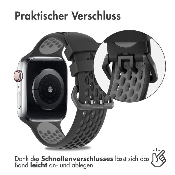 imoshion Silikonsportarmband Buckle für das Apple Watch Series 1-9 / SE - 38/40/41 mm / Series 10 - 42 mm - Schwarz / Grau