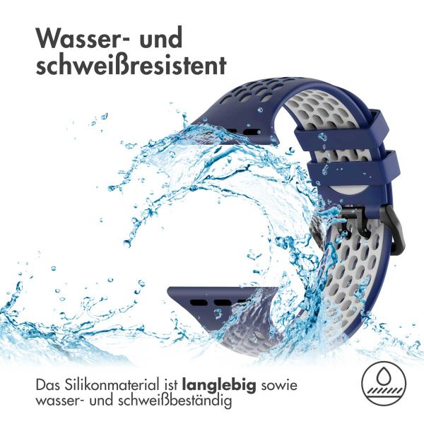 imoshion Silikonsportarmband Buckle für das Apple Watch Series 1-10 / SE / Ultra (2) - 42/44/45/46/49 mm - Dunkelblau / Weiß