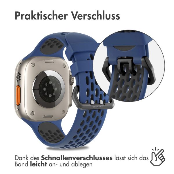 imoshion Silikonsportarmband Buckle für das Apple Watch Series 1-10 / SE / Ultra (2) - 42/44/45/46/49 mm - Blau / Schwarz