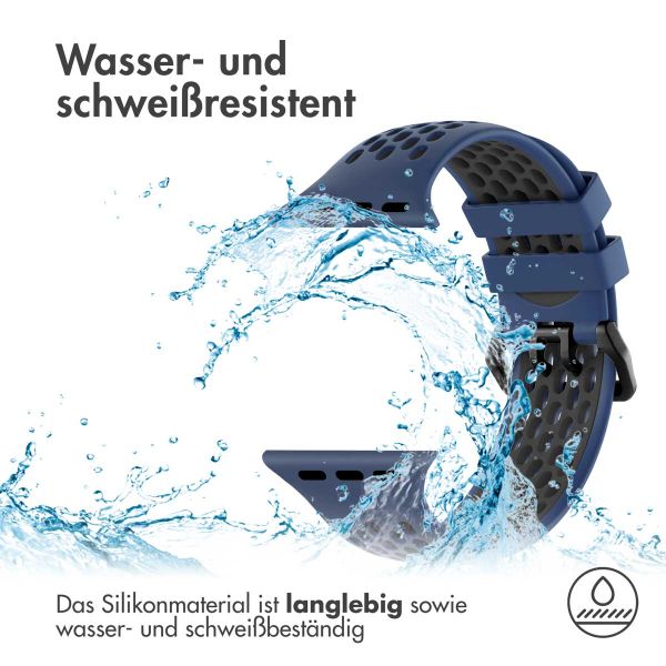 imoshion Silikonsportarmband Buckle für das Apple Watch Series 1-10 / SE / Ultra (2) - 42/44/45/46/49 mm - Blau / Schwarz