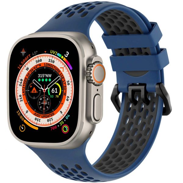 imoshion Silikonsportarmband Buckle für das Apple Watch Series 1-10 / SE / Ultra (2) - 42/44/45/46/49 mm - Blau / Schwarz