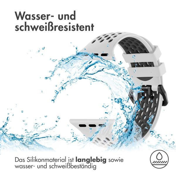 imoshion Silikonsportarmband Buckle für das Apple Watch Series 1-10 / SE / Ultra (2) - 42/44/45/46/49 mm - Weiß / Schwarz