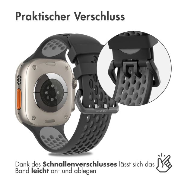 imoshion Silikonsportarmband Buckle für das Apple Watch Series 1-10 / SE / Ultra (2) - 42/44/45/46/49 mm - Schwarz / Grau