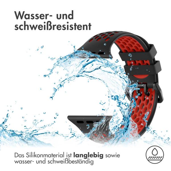 imoshion Silikonsportarmband Buckle für das Apple Watch Series 1-10 / SE / Ultra (2) - 42/44/45/46/49 mm - Schwarz / Rot