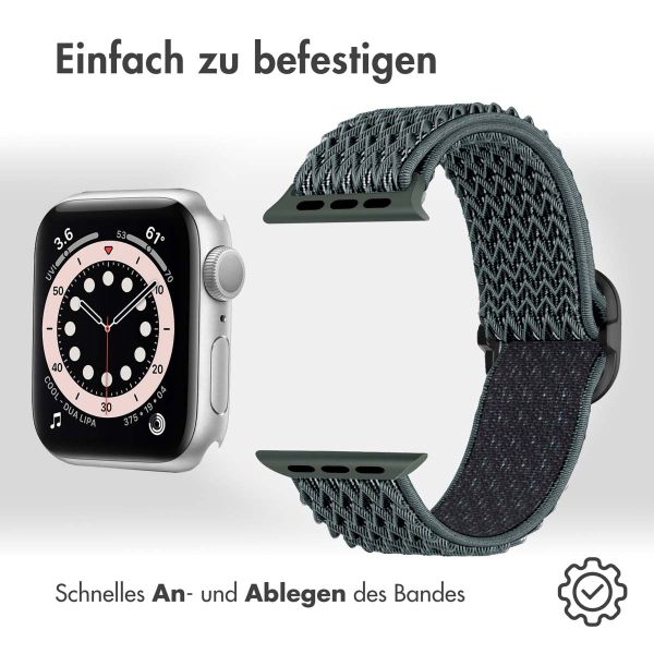 imoshion Elastische Nylonarmband für das Apple Watch Series 1-9 / SE - 38/40/41 mm / Series 10 - 42 mm - Dunkelgrau