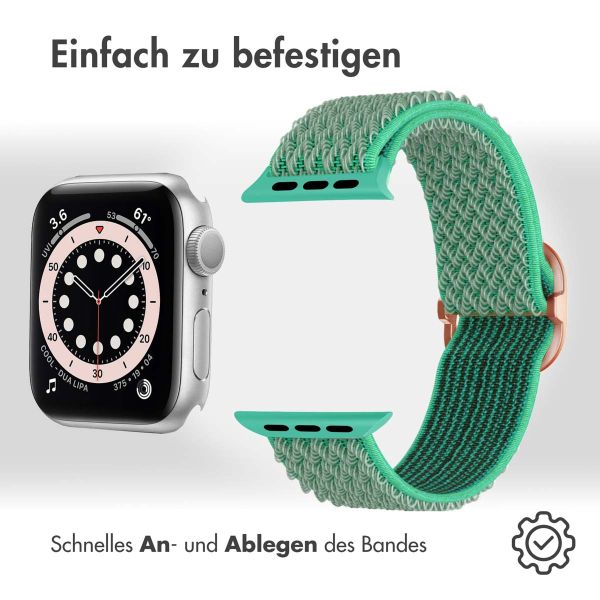 imoshion Elastische Nylonarmband für das Apple Watch Series 1-9 / SE - 38/40/41 mm / Series 10 - 42 mm - Türkis