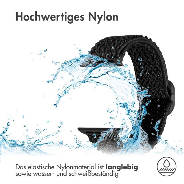 imoshion Elastische Nylonarmband für das Apple Watch Series 1-9 / SE - 38/40/41 mm / Series 10 - 42 mm - Schwarz