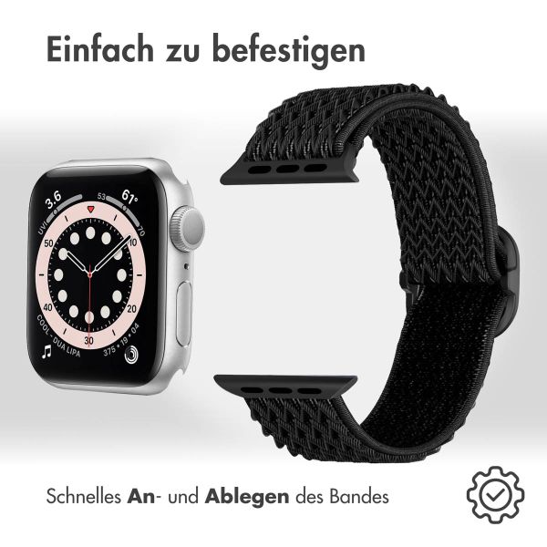 imoshion Elastische Nylonarmband für das Apple Watch Series 1-9 / SE - 38/40/41 mm / Series 10 - 42 mm - Schwarz