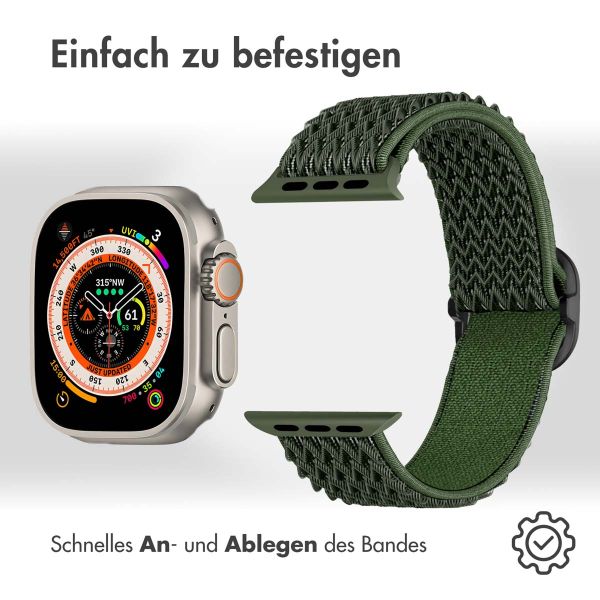 imoshion Elastische Nylonarmband für das Apple Watch Series 1-10 / SE / Ultra (2) - 42/44/45/46/49 mm - Dunkelgrün